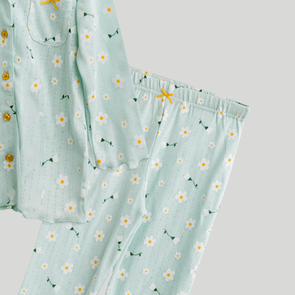 Todlerry Girls Night Suit | Aqua  | Soft & Breathable | 100% Cotton