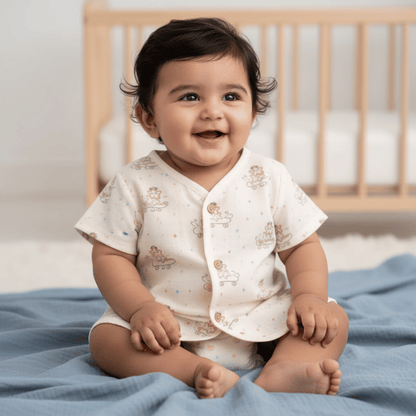 Unisex Comfy Cotton Jhabla With Soft Short Sleeve Button-Up