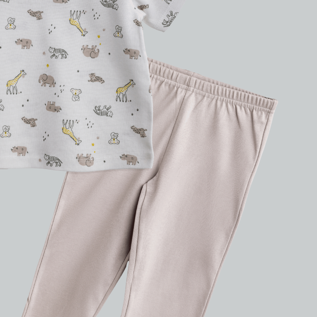 Unisex Pajama set White / Light Grey Soft & Breathable 100% Cotton