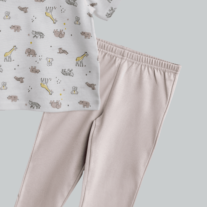 Unisex Pajama set White / Light Grey Soft & Breathable 100% Cotton