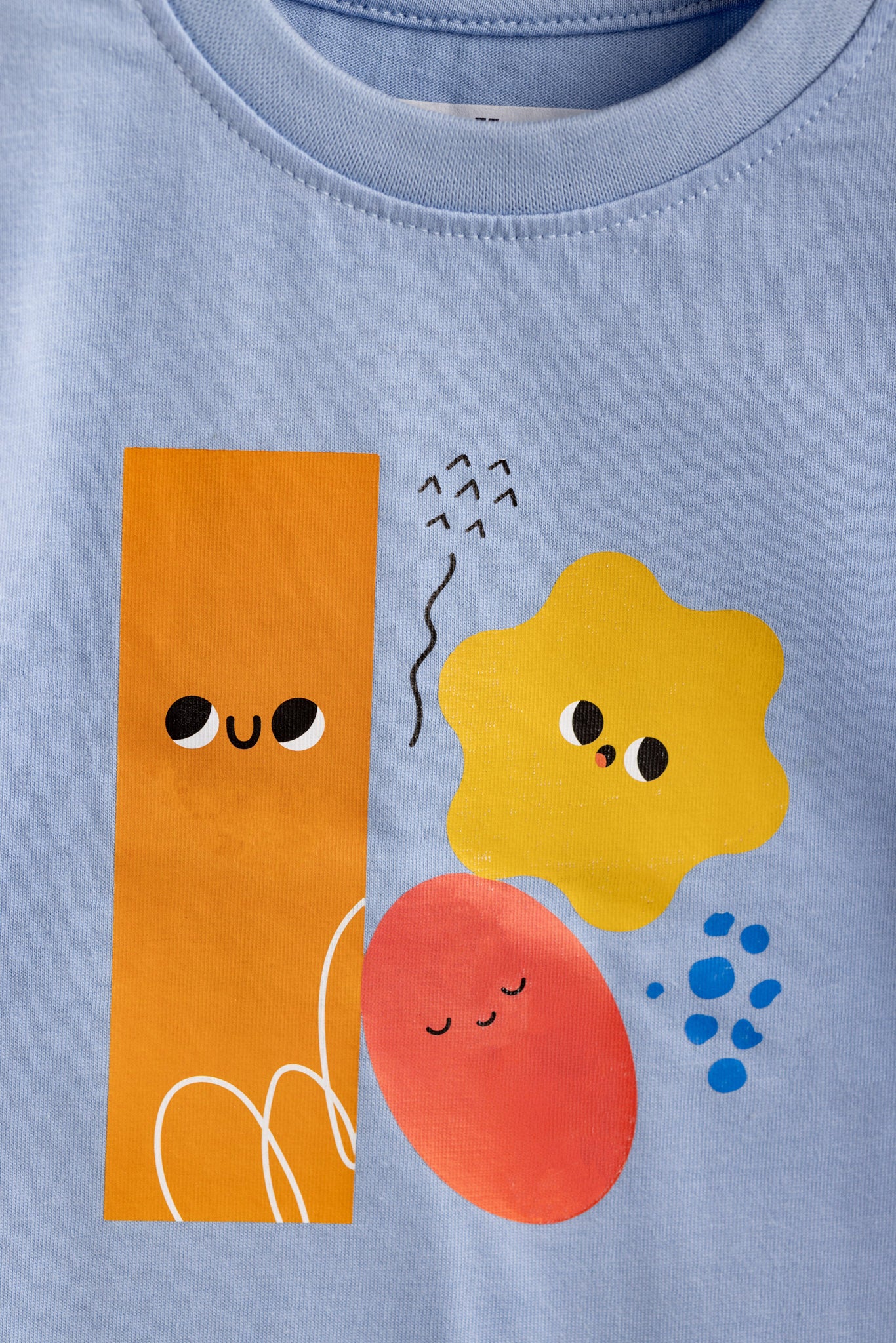 Boys Cotton T-Shirt Light Blue Geometric Print Soft & Breathable 100% Cotton