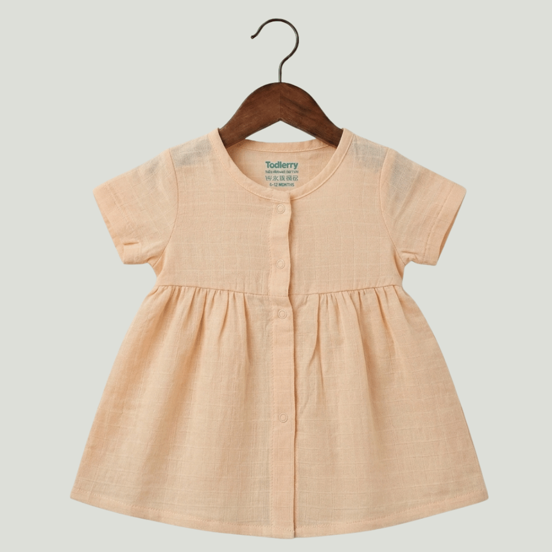 Premium Muslin Half Sleeve Frock – 100% Organic Cotton Baby Dress