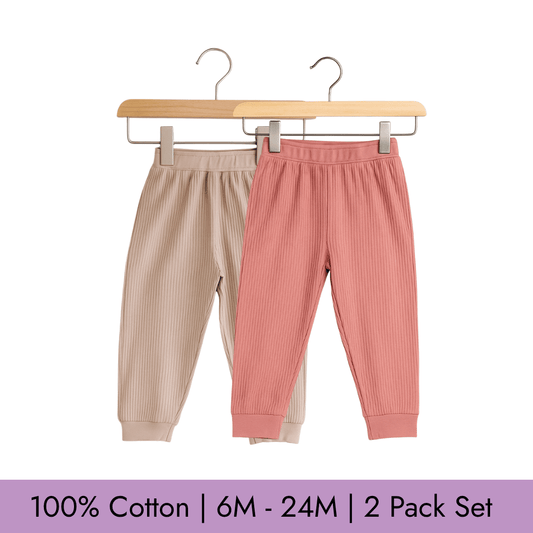 Todlerry Baby Joggers | Pack of 2 |Soft & Breathable | 100% Cotton