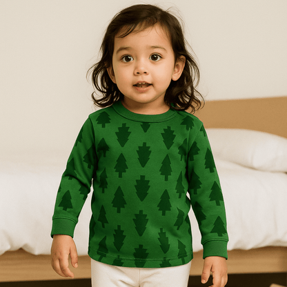 Todlerry Boys Cotton T-Shirt | Christmas Tree Green | Soft & Breathable | 100% Cotton