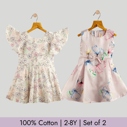 Todlerry Girls Frock | Pack of 2 |Soft & Breathable | 100% Cotton