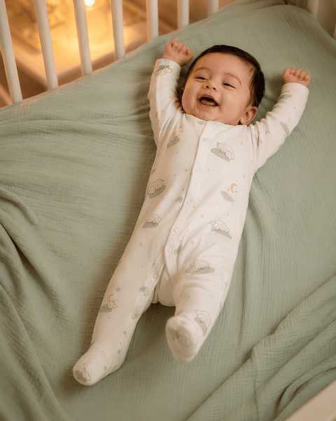 Unisex white AOP Sleepsuit