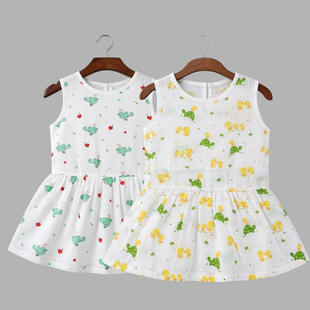 Everyday Cotton Frocks for Little Girls (Set of 2)