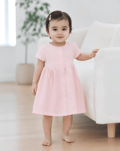 Premium Muslin Half Sleeve Frock – 100% Organic Cotton Baby Dress