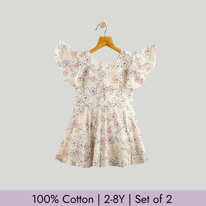 Todlerry Girls Frock | Pack of 2 |Soft & Breathable | 100% Cotton