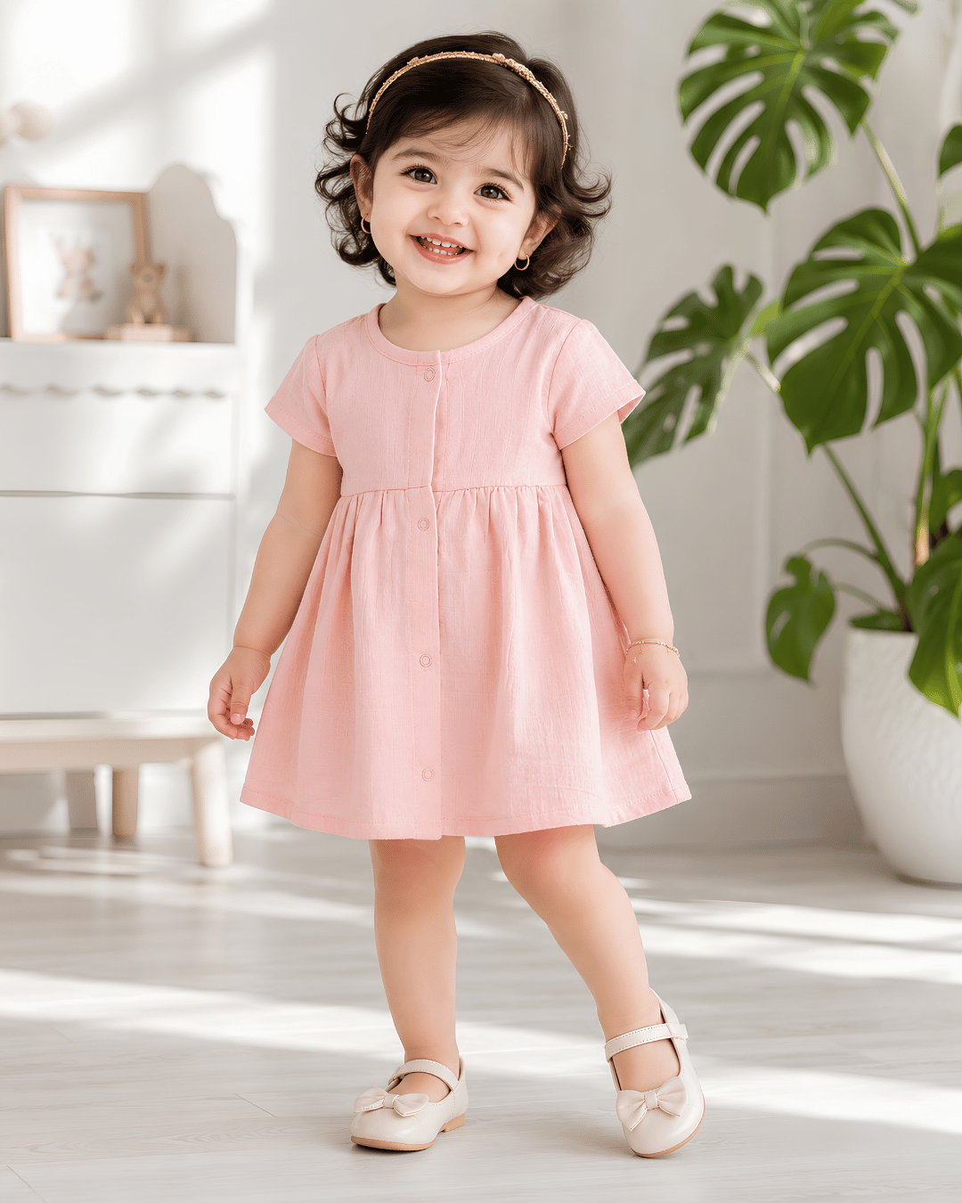 Premium Muslin Half Sleeve Frock – 100% Organic Cotton Baby Dress