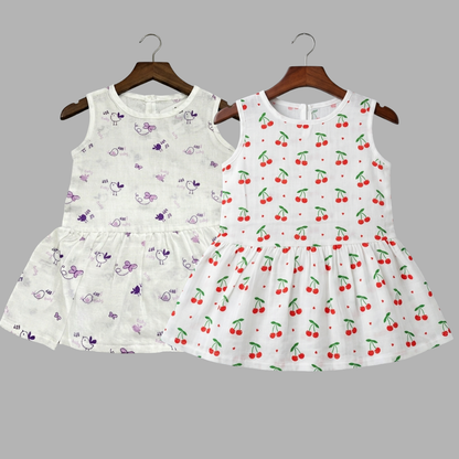 Everyday Cotton Frocks for Little Girls (Set of 2)