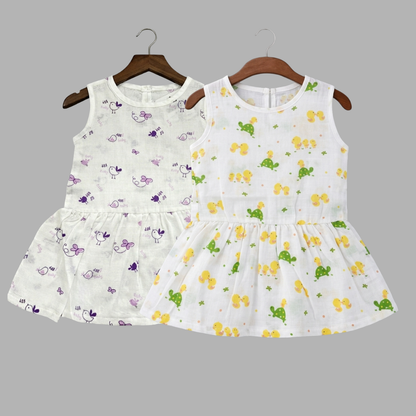 Everyday Cotton Frocks for Little Girls (Set of 2)