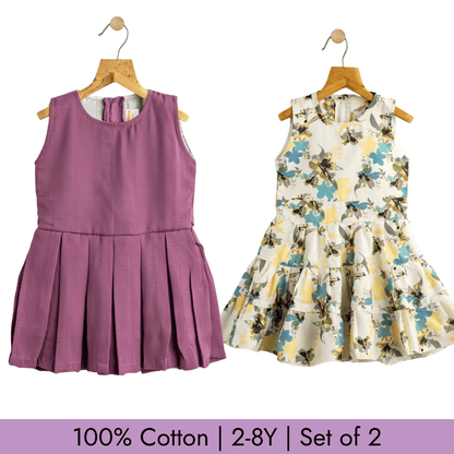 Todlerry Girls Frock | Pack of 2 |Soft & Breathable | 100% Cotton