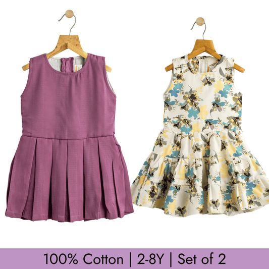 Todlerry Girls Frock | Pack of 2 |Soft & Breathable | 100% Cotton