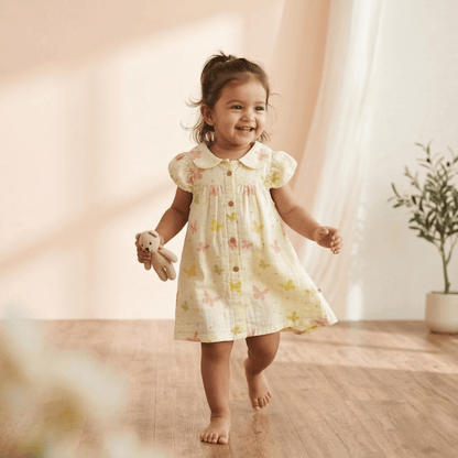 Cotton Butterfly Dream Collar Neck Frock