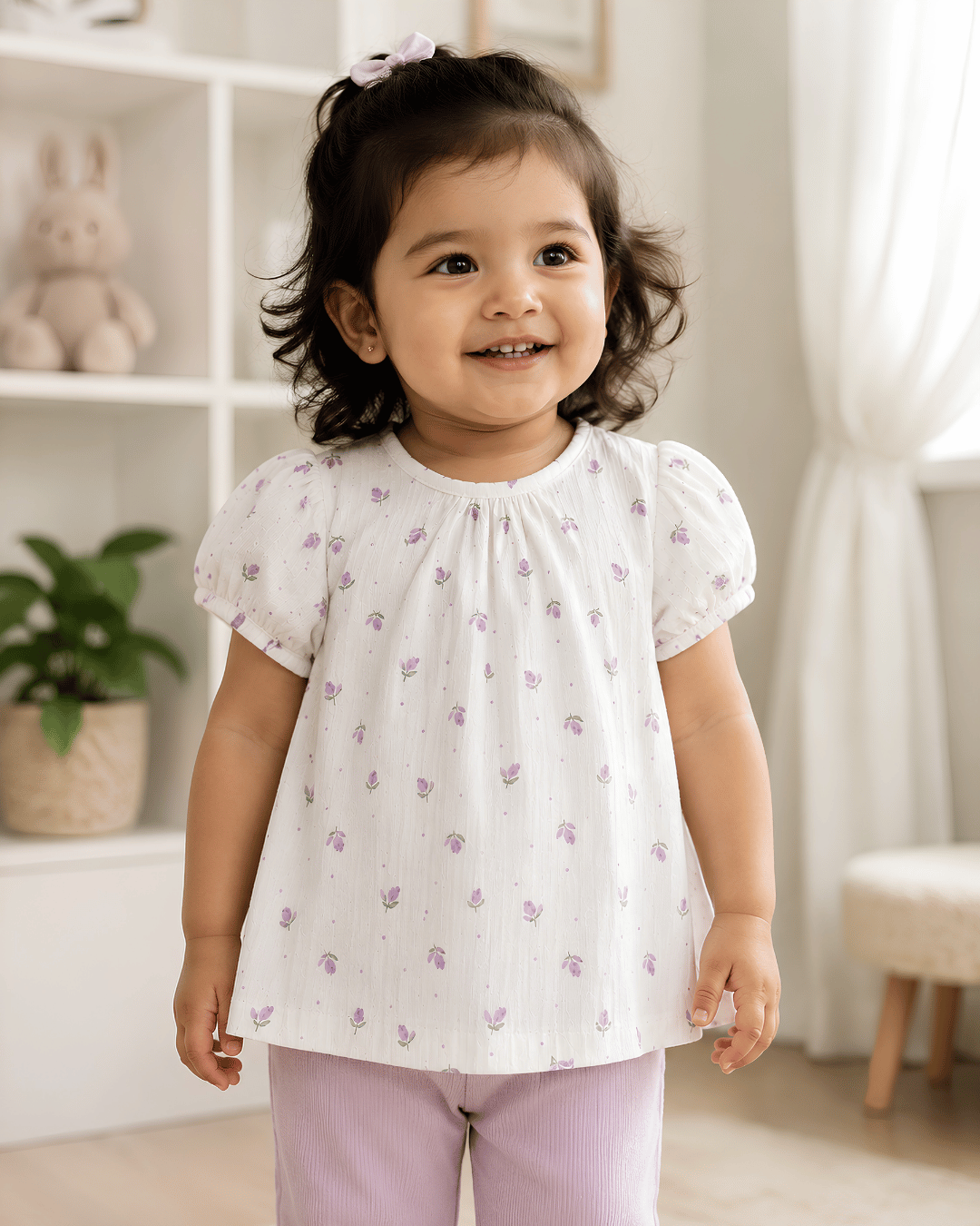 Todlerry Baby Girl 100% Cotton Floral Night Suit Top