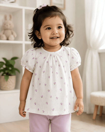 Todlerry Baby Girl 100% Cotton Floral Night Suit Top