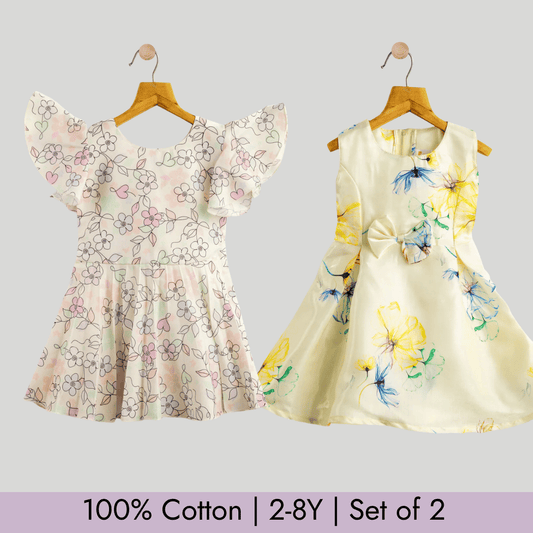 Todlerry Girls Frock | Pack of 2 |Soft & Breathable | 100% Cotton