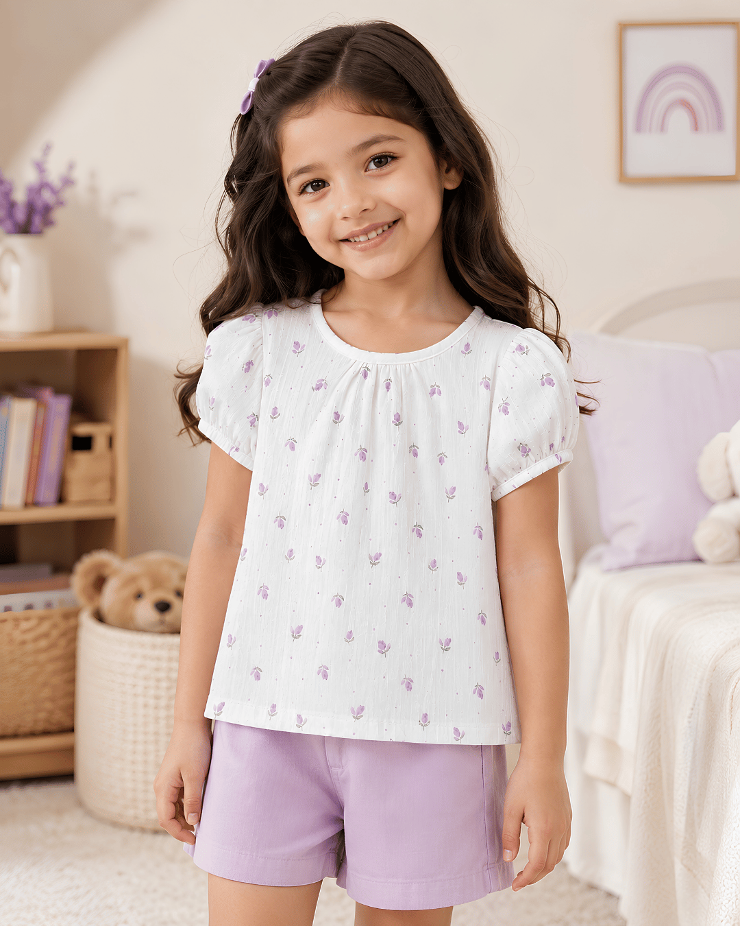 Todlerry Baby Girl 100% Cotton Floral Night Suit Top