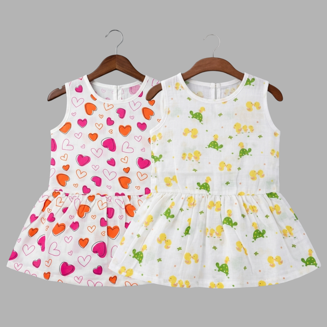 Everyday Cotton Frocks for Little Girls (Set of 2)