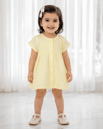Premium Muslin Half Sleeve Frock – 100% Organic Cotton Baby Dress