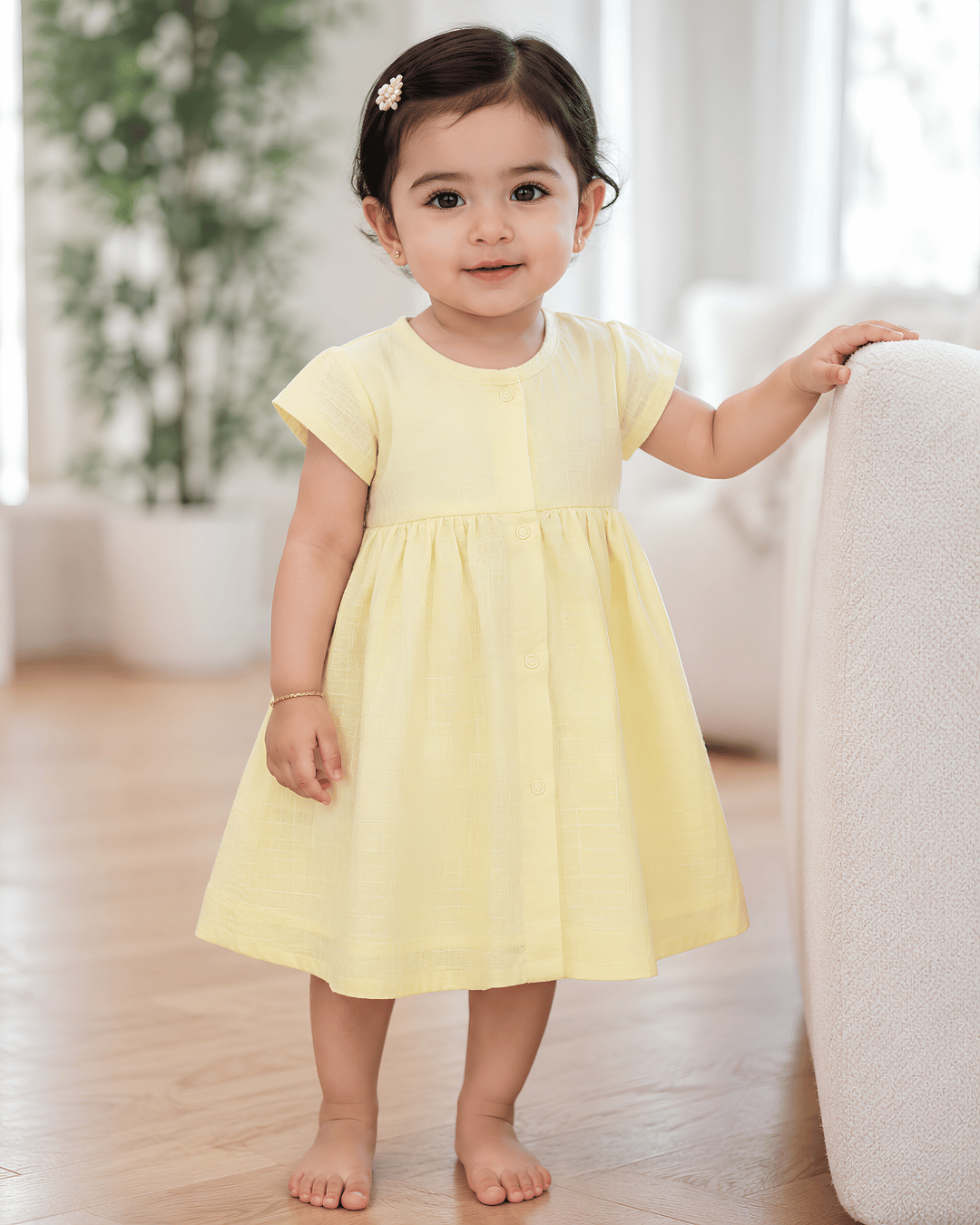 Premium Muslin Half Sleeve Frock – 100% Organic Cotton Baby Dress