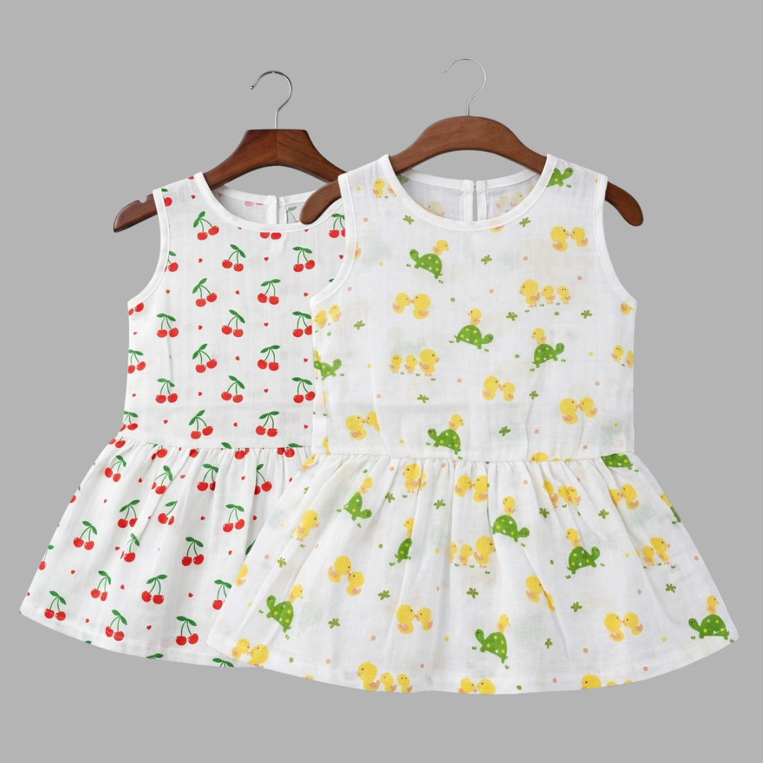 Everyday Cotton Frocks for Little Girls (Set of 2)