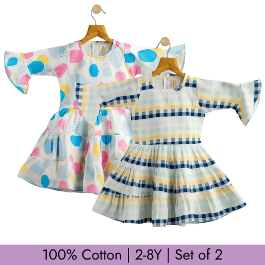 Todlerry Girls Frock | Pack of 2 |Soft & Breathable | 100% Cotton