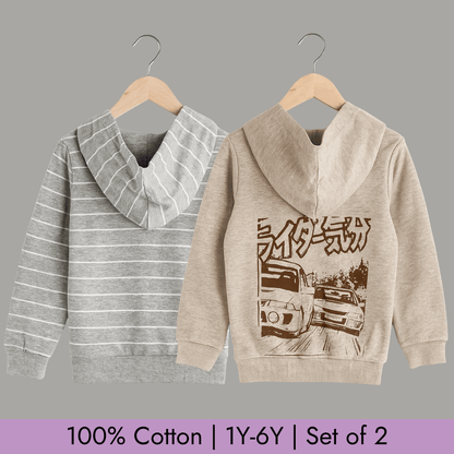 Full Sleeve Hoodie Set of 2 for Kids 100% Cotton