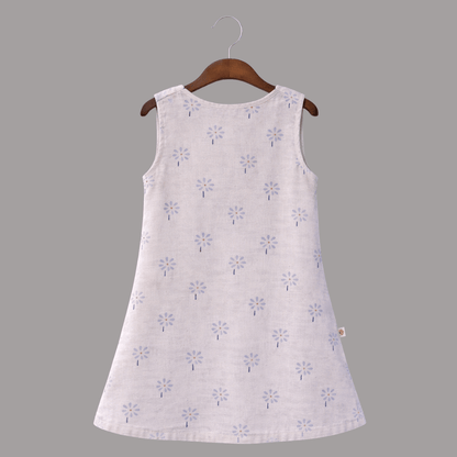 Soft Cotton Sleeveless Frock with Cute Shoulder Buttons