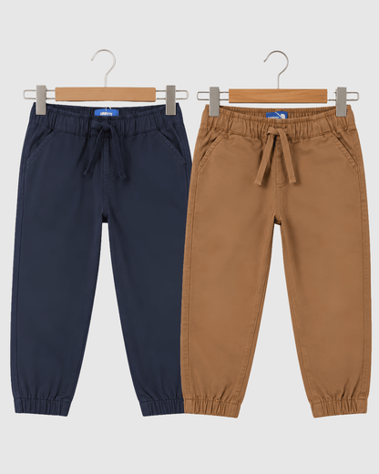 Boys Cotton Pants & Shorts - Pack of 2 Casual Chinos & Joggers