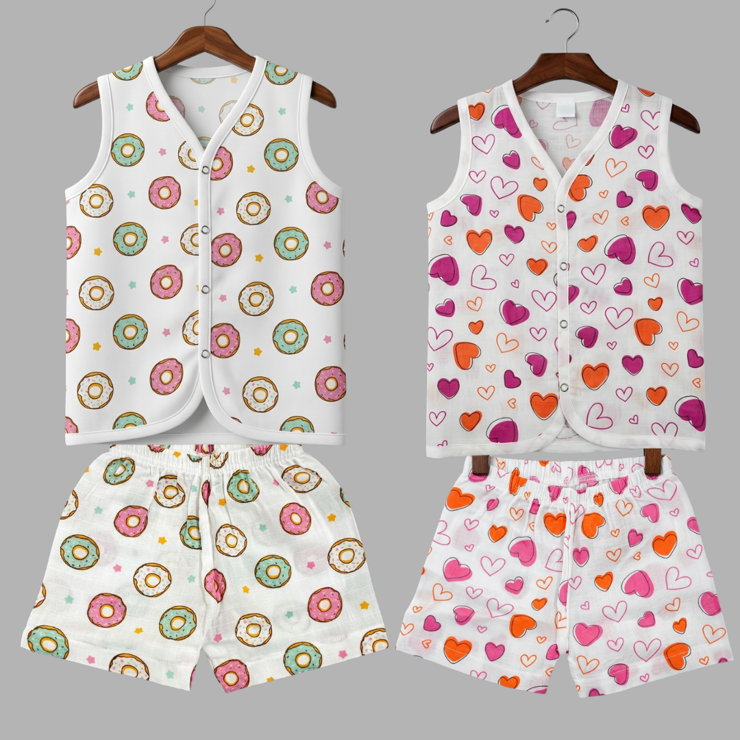 Summer Cotton Snap Up Jhabla & Shorts Set (Set of 2)