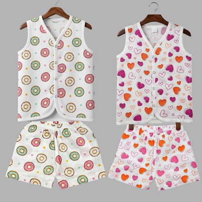 Summer Cotton Snap Up Jhabla & Shorts Set (Set of 2)