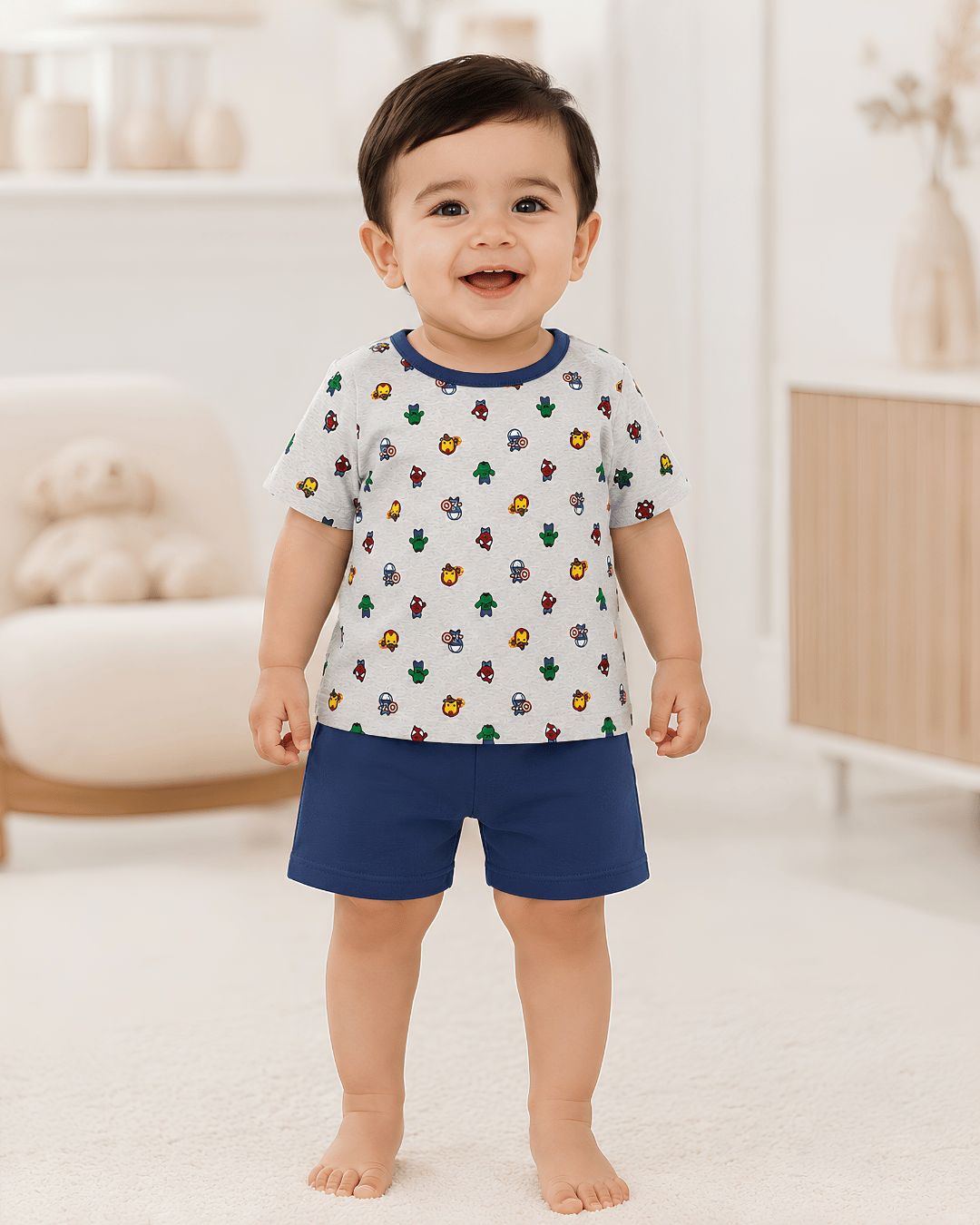 Todlerry Kids Superhero Cotton Shorts Set (Co-ord)