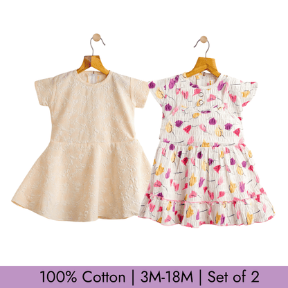 Todlerry Girls Frock | Pack of 2 |Soft & Breathable | 100% Cotton