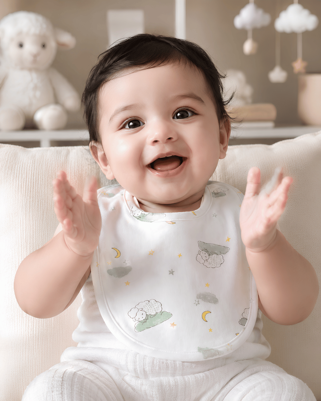 Dreamy Sheep Pattern white Bib