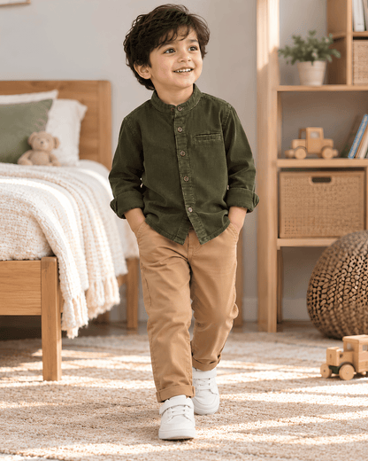 Boys Corduroy Shirt & Cotton Chinos Set-2-Piece Smart Casual & Festive Outfit