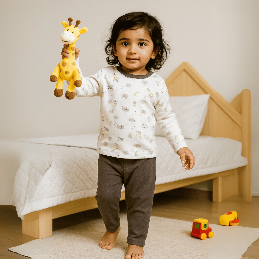 Unisex Pajama set White & Grey Soft & Breathable 100% Cotton