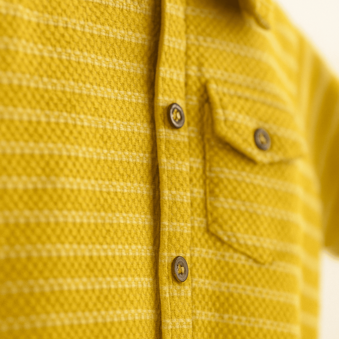 Boys Cotton Shirt Yellow Strips Soft & Breathable 100% Cotton