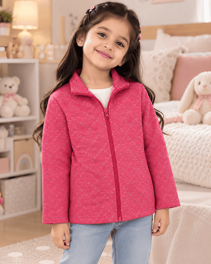 Todlerry Baby Girls Printed Fleece High-Neck Jacket
