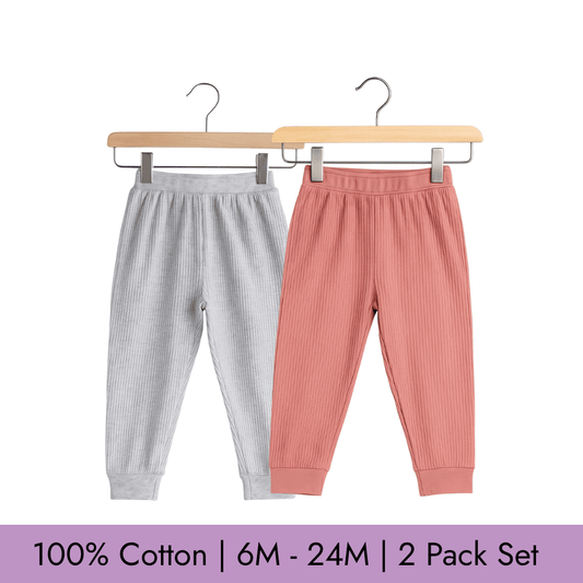Todlerry Baby Joggers | Pack of 2 |Soft & Breathable | 100% Cotton