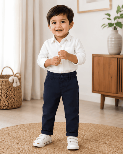 Boys Pure Cotton Chinos (Navy & Khaki) | Stretch Pants
