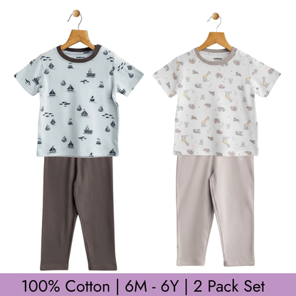 Unisex Pajama set Set of 2 Soft & Breathable 100% Cotton