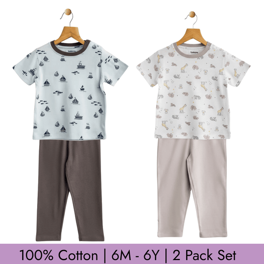 Unisex Pajama set Set of 2 Soft & Breathable 100% Cotton