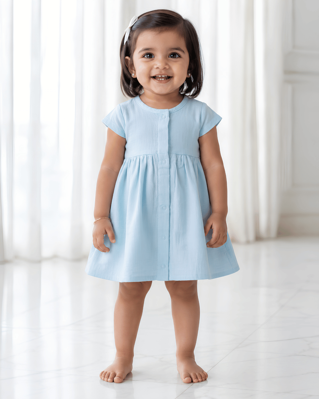 Premium Muslin Half Sleeve Frock – 100% Organic Cotton Baby Dress