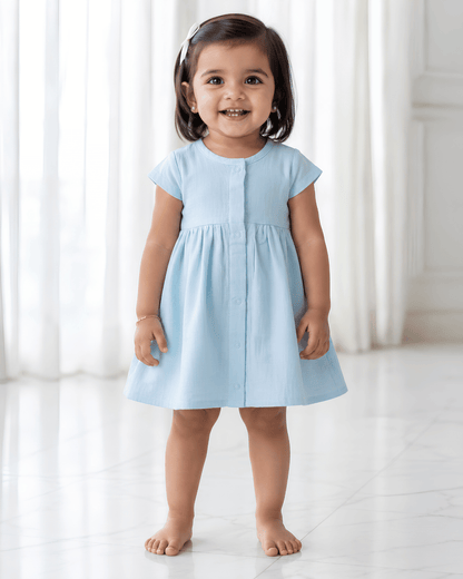 Premium Muslin Half Sleeve Frock – 100% Organic Cotton Baby Dress