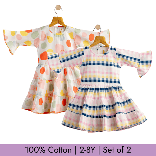 Todlerry Girls Frock | Pack of 2 |Soft & Breathable | 100% Cotton