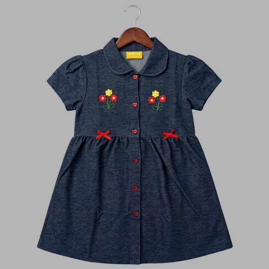 Blue Denim Soft Cotton Summer Frocks for Girls
