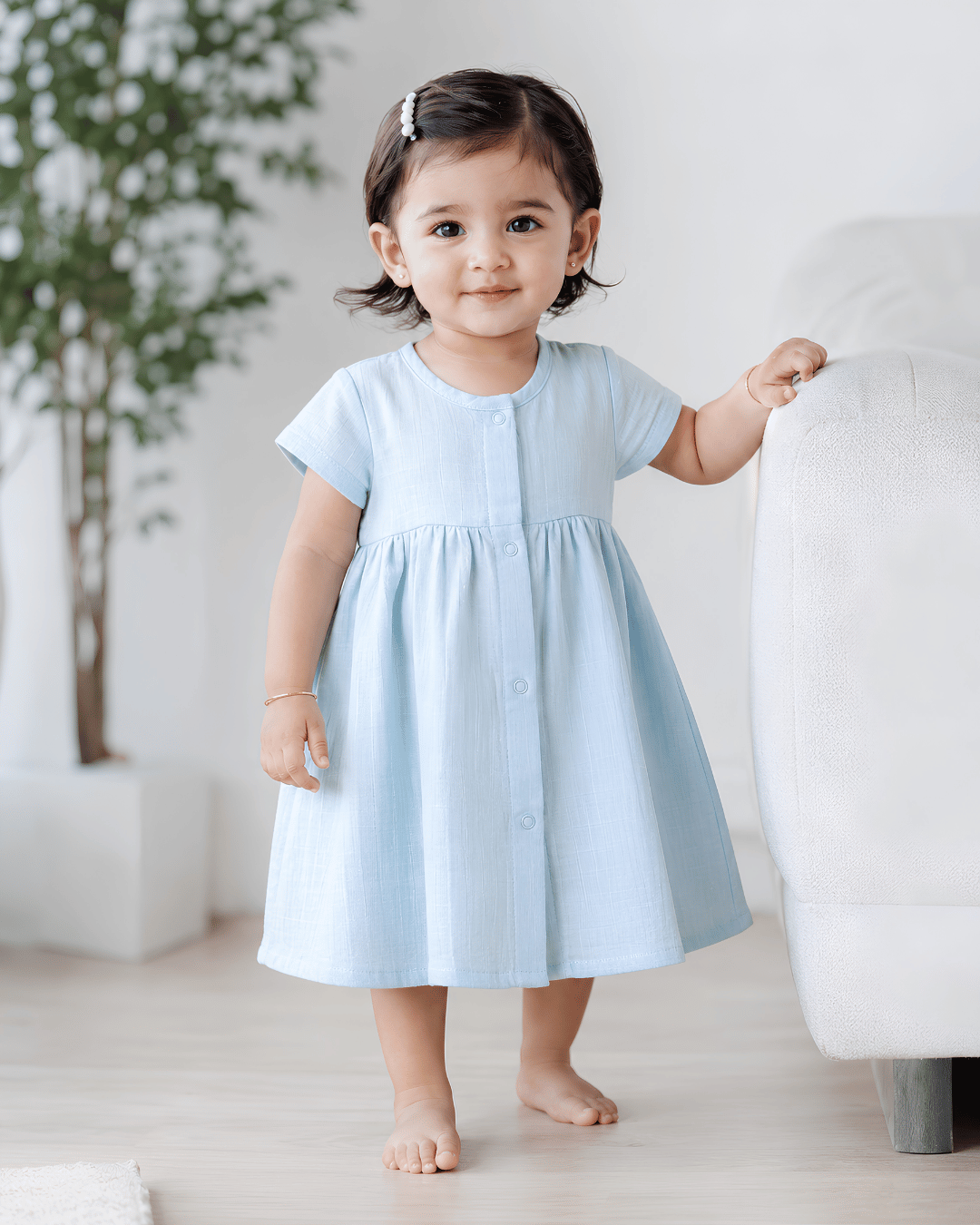 Premium Muslin Half Sleeve Frock – 100% Organic Cotton Baby Dress