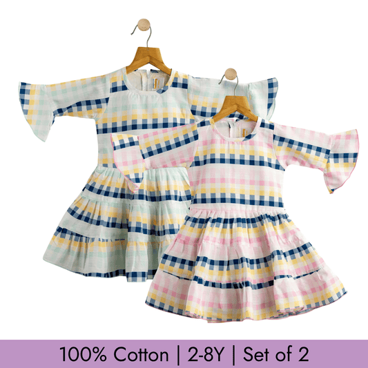 Todlerry Girls Frock | Pack of 2 |Soft & Breathable | 100% Cotton